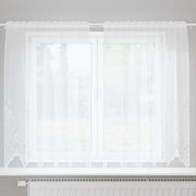 Lace Gardin med gardiner Blomstret Hvid 180 x 150 cm Polyester