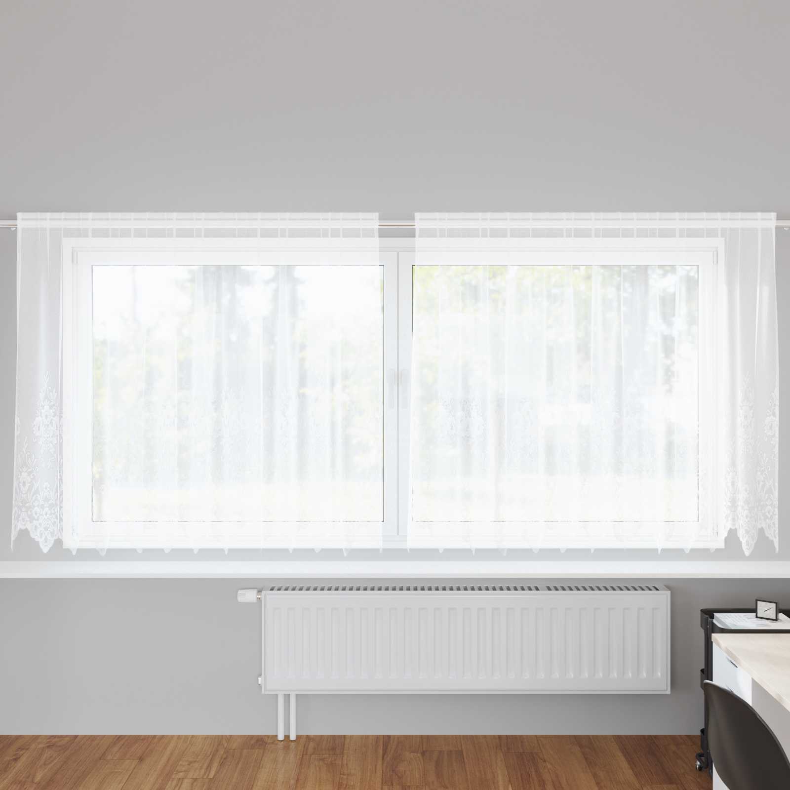 Lace Gardin med gardiner Blomstret Hvid 160 x 300 cm Polyester
