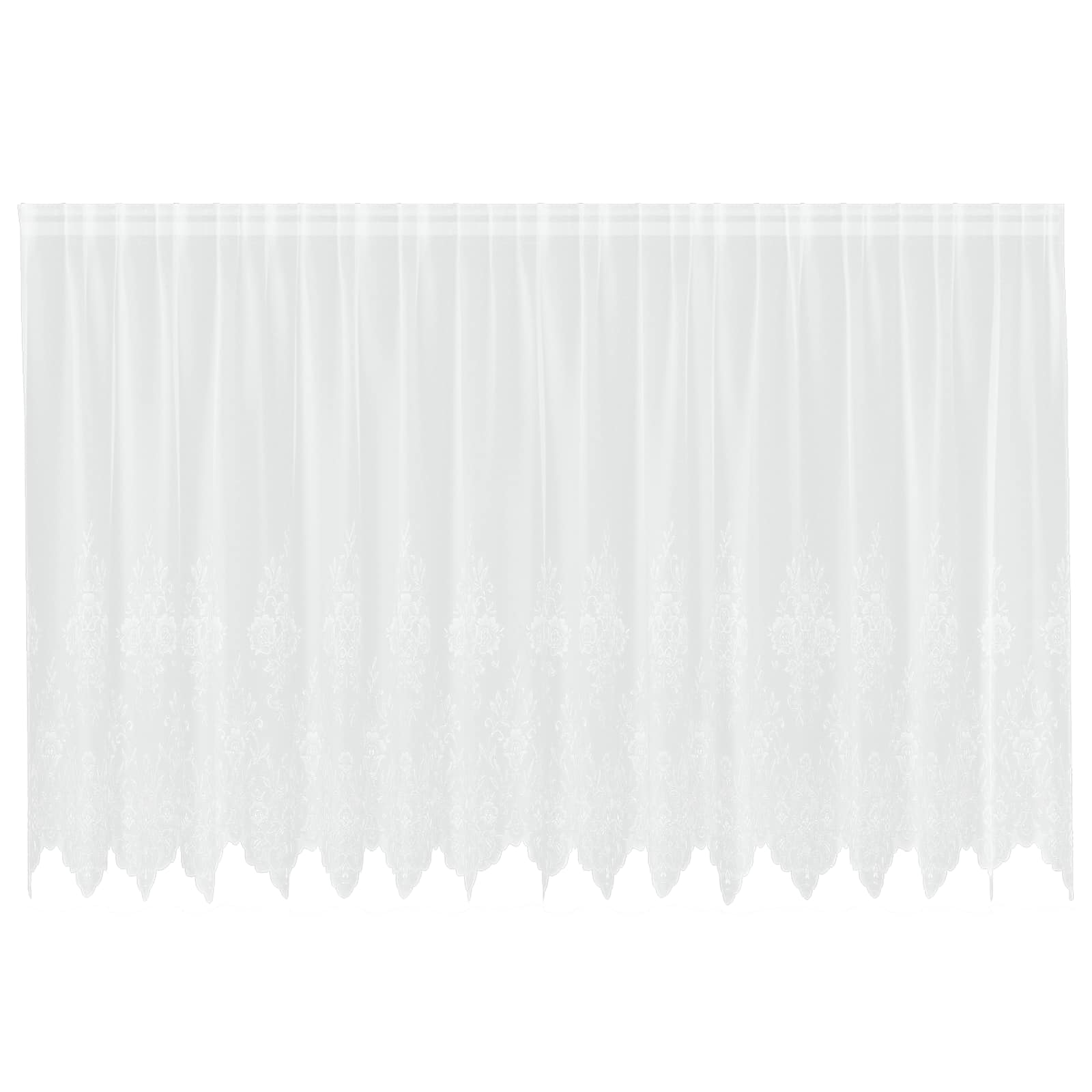 Lace Gardin med gardiner Blomstret Hvid 140 x 400 cm Polyester