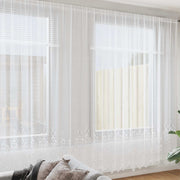 Lace Gardin med gardiner Blomstret Hvid 260 x 1200 cm Polyester