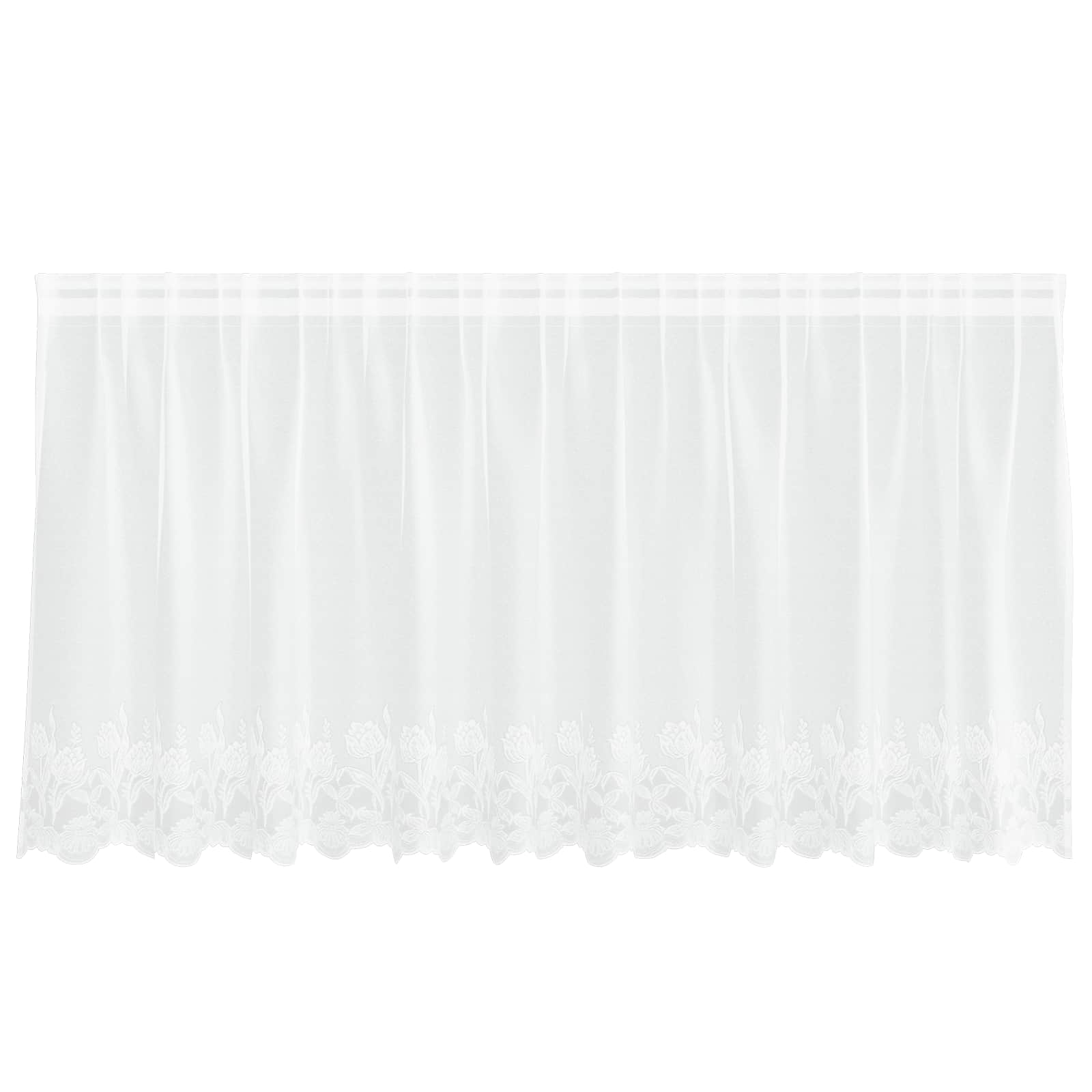 Lace Gardin med gardiner Blomstret Hvid 120 x 300 cm Polyester