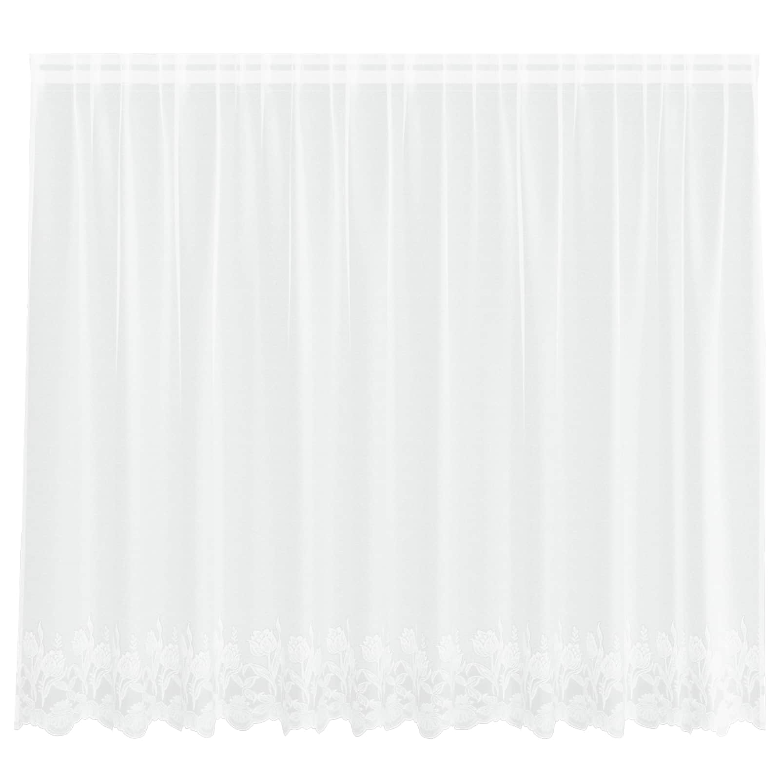 Lace Gardin med gardiner Blomstret Hvid 160 x 300 cm Polyester