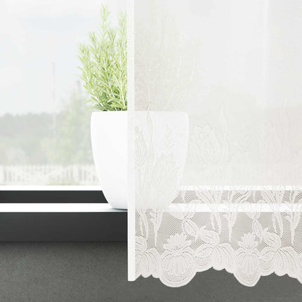 Lace Gardin med gardiner Blomstret Hvid 245 x 400 cm Polyester