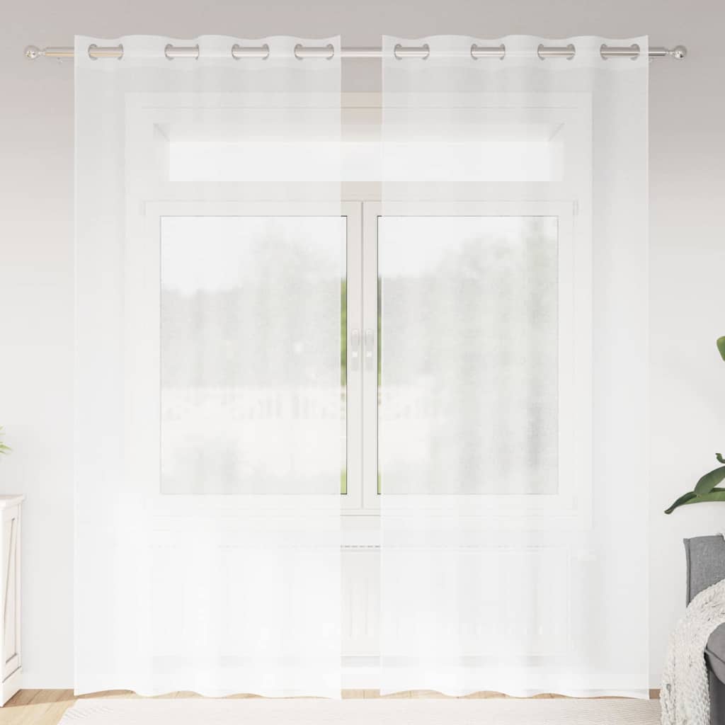 Voile Gardin med gardiner 2 pcs Hvid 260 x 140 cm Polyester