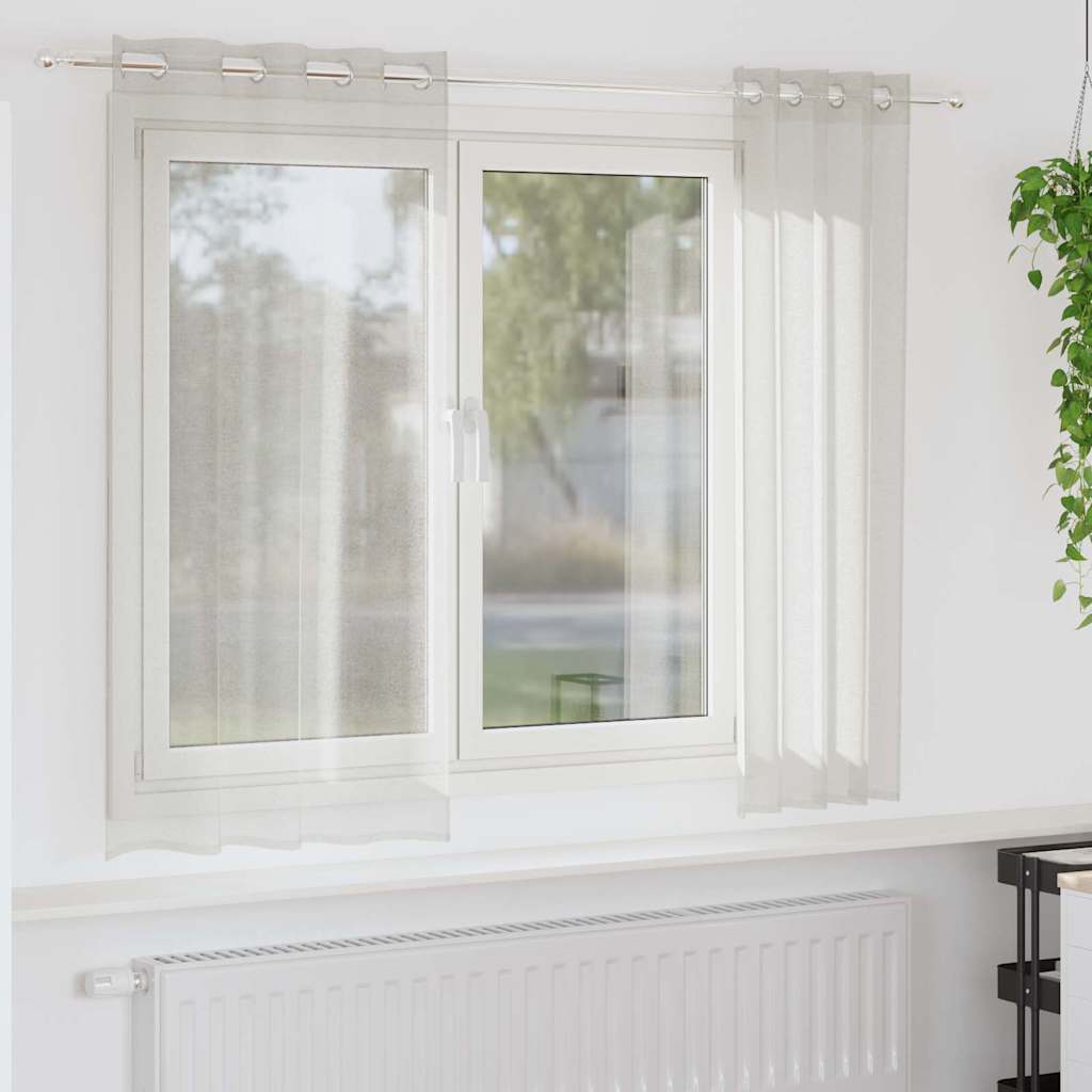 Voile Gardin med gardiner 2 pcs Creme 175 x 140 cm Polyester