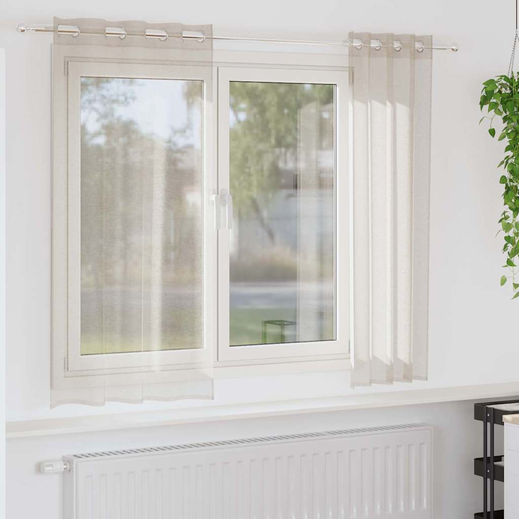 Voile Gardin 2 pcs Sandfarvet 175 x 140 cm Polyester