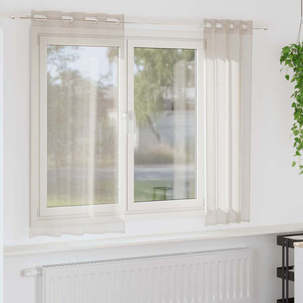 Voile Gardin 2 stk. Sandfarvet 175 x 140 cm Polyester
