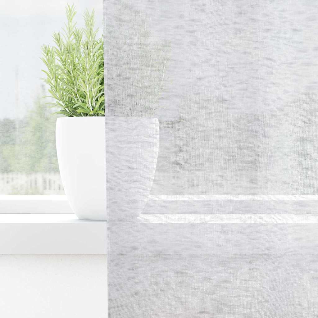 Voile Gardin med gardiner 2 pcs Lysegrå 260 x 140 cm Polyester