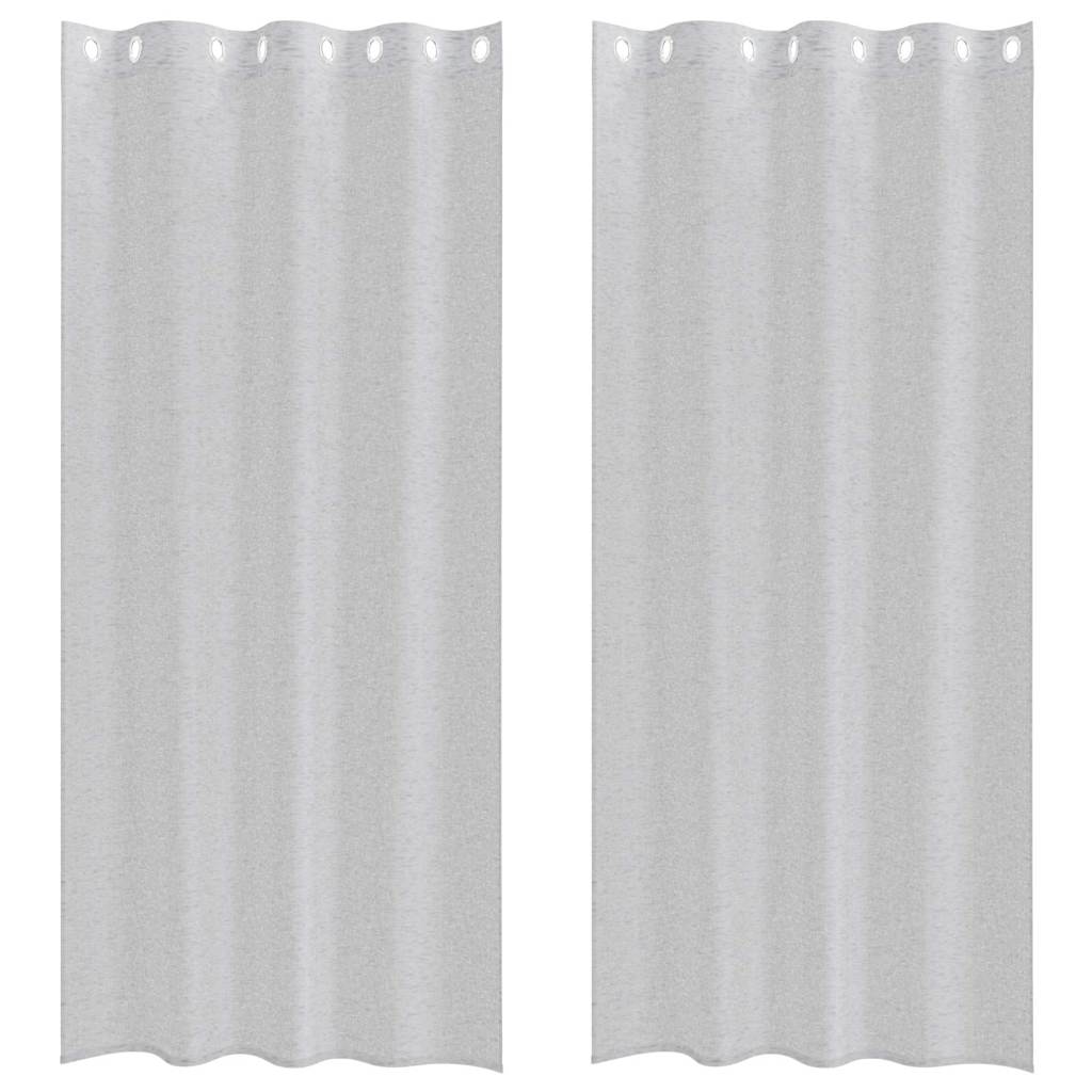 Voile Gardin med gardiner 2 pcs Lysegrå 260 x 140 cm Polyester
