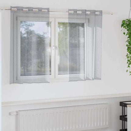 Voile Gardin med gardiner 2 pcs Mørkegrå 140 x 140 cm Polyester