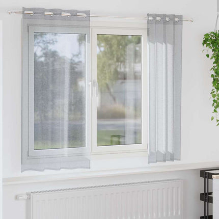 Voile Gardin med gardiner 2 pcs Mørkegrå 175 x 140 cm Polyester