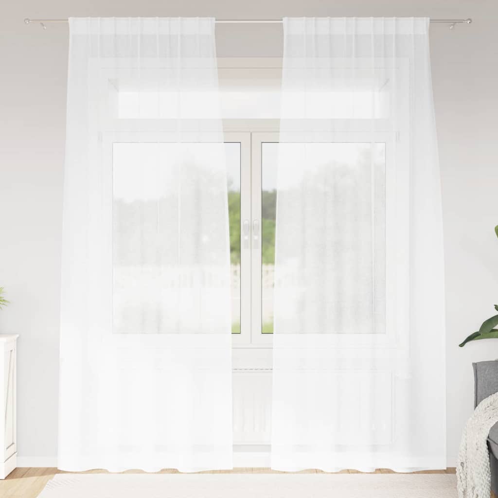 Voile Gardin med gardiner 2 pcs Hvid 245 x 140 cm Polyester