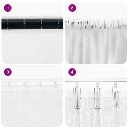 Voile Gardin med gardiner 2 pcs Hvid 260 x 140 cm Polyester
