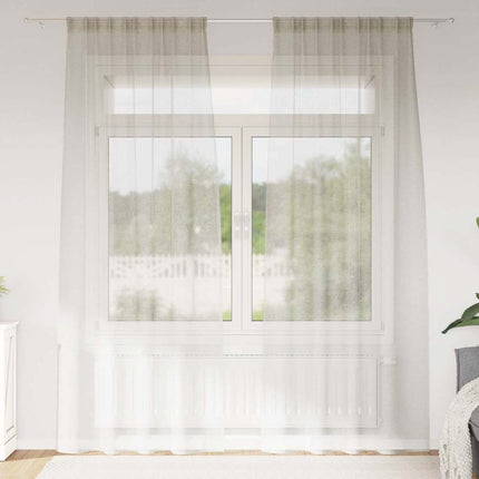 Voile Gardin med gardiner 2 pcs Creme 245 x 140 cm Polyester