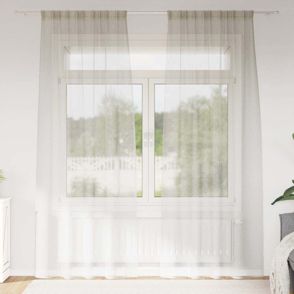 Voile Gardin med gardiner 2 pcs Creme 260 x 140 cm Polyester