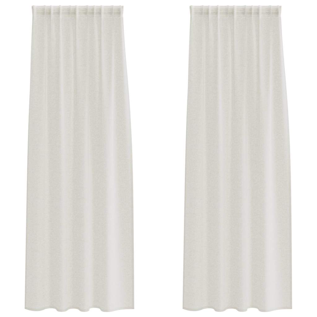 Voile Gardin med gardiner 2 pcs Creme 260 x 140 cm Polyester