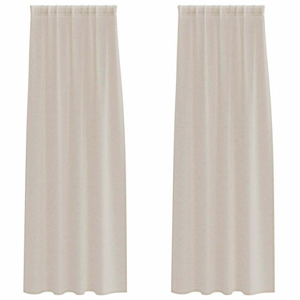 Voile Gardin 2 stk. Sandfarvet 260 x 140 cm Polyester