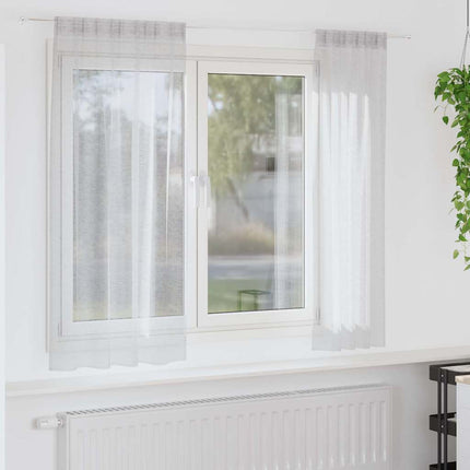 Voile Gardin med gardiner 2 pcs Lysegrå 175 x 140 cm Polyester