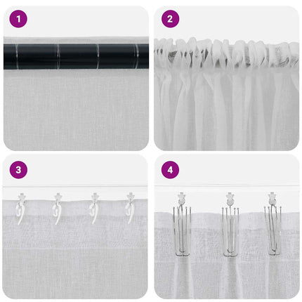 Voile Gardin med gardiner 2 pcs Lysegrå 225 x 140 cm Polyester