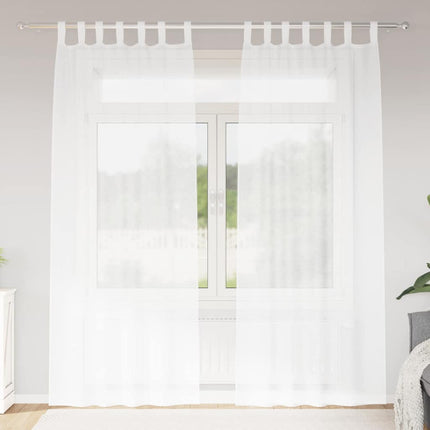Voile Gardin 2 stk. Hvid 225 x 140 cm Polyester