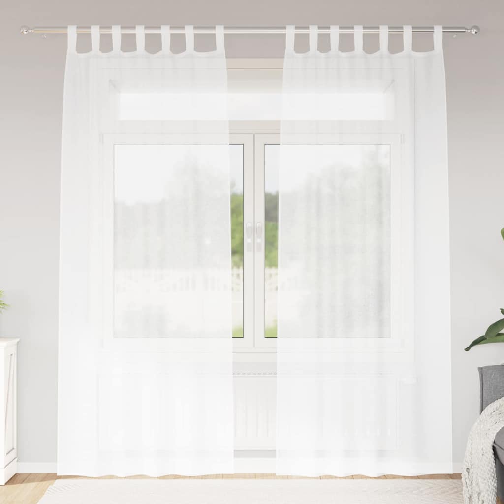 Voile Gardin med gardiner 2 pcs Hvid 225 x 140 cm Polyester