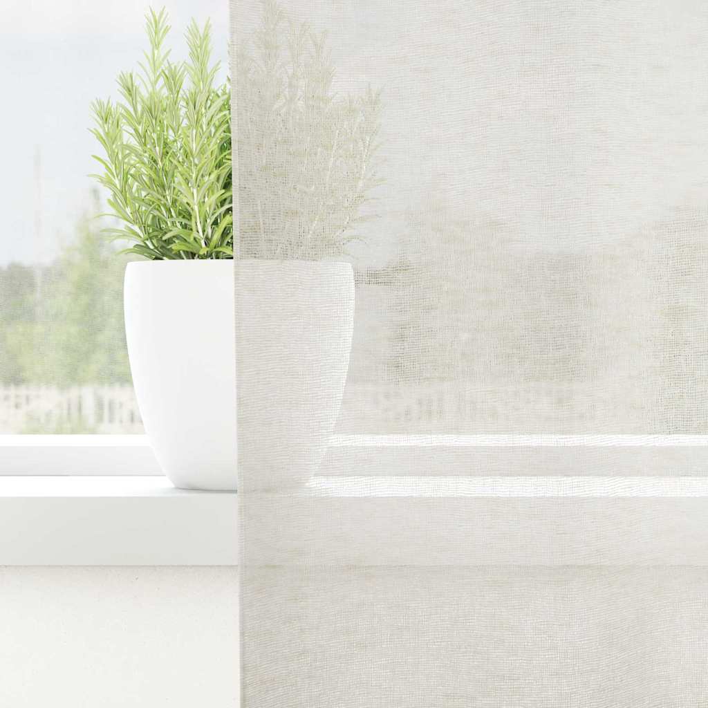 Voile Gardin med gardiner 2 pcs Creme 225 x 140 cm Polyester