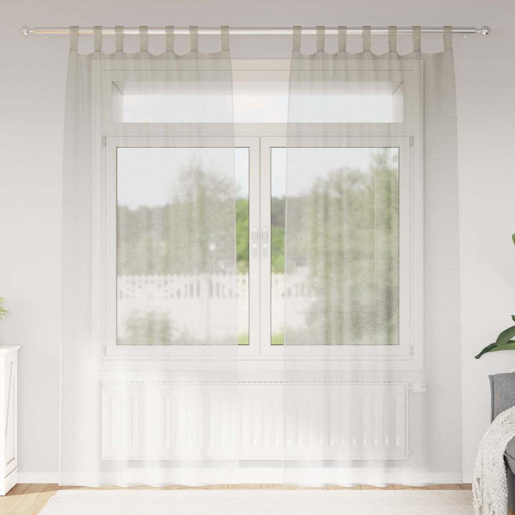 Voile Gardin med gardiner 2 pcs Creme 225 x 140 cm Polyester