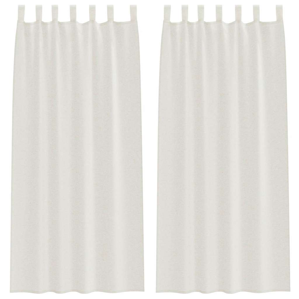 Voile Gardin med gardiner 2 pcs Creme 225 x 140 cm Polyester