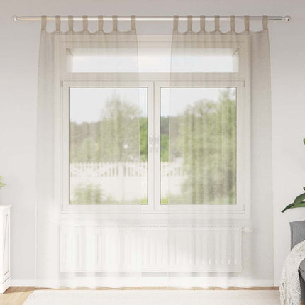 Voile Gardin 2 stk. Sandfarvet 245 x 140 cm Polyester