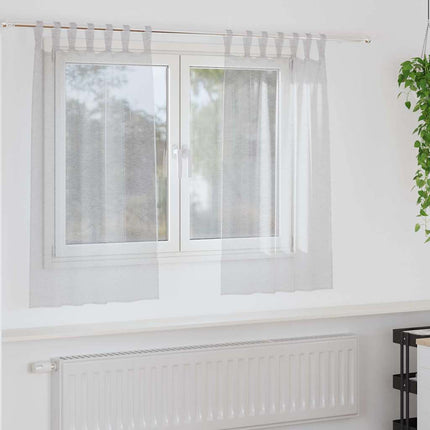 Voile Gardin med gardiner 2 pcs Lysegrå 140 x 140 cm Polyester
