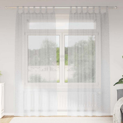 Voile Gardin 2 stk. Lysegrå 225 x 140 cm Polyester