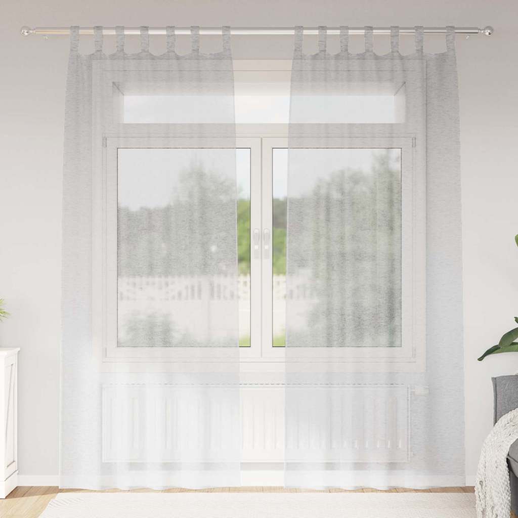 Voile Gardin med gardiner 2 pcs Lysegrå 225 x 140 cm Polyester