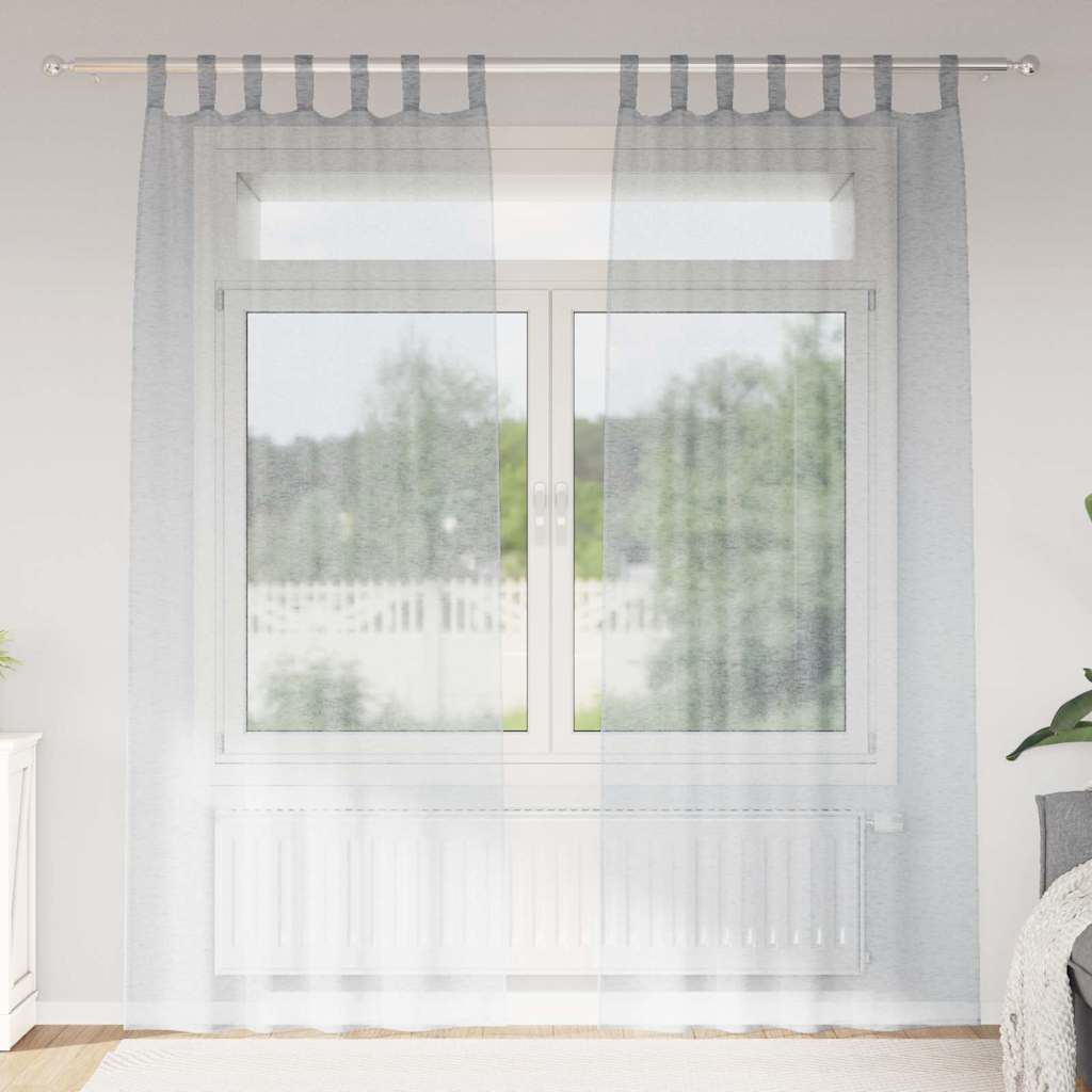 Voile Gardin med gardiner 2 pcs Mørkegrå 260 x 140 cm Polyester