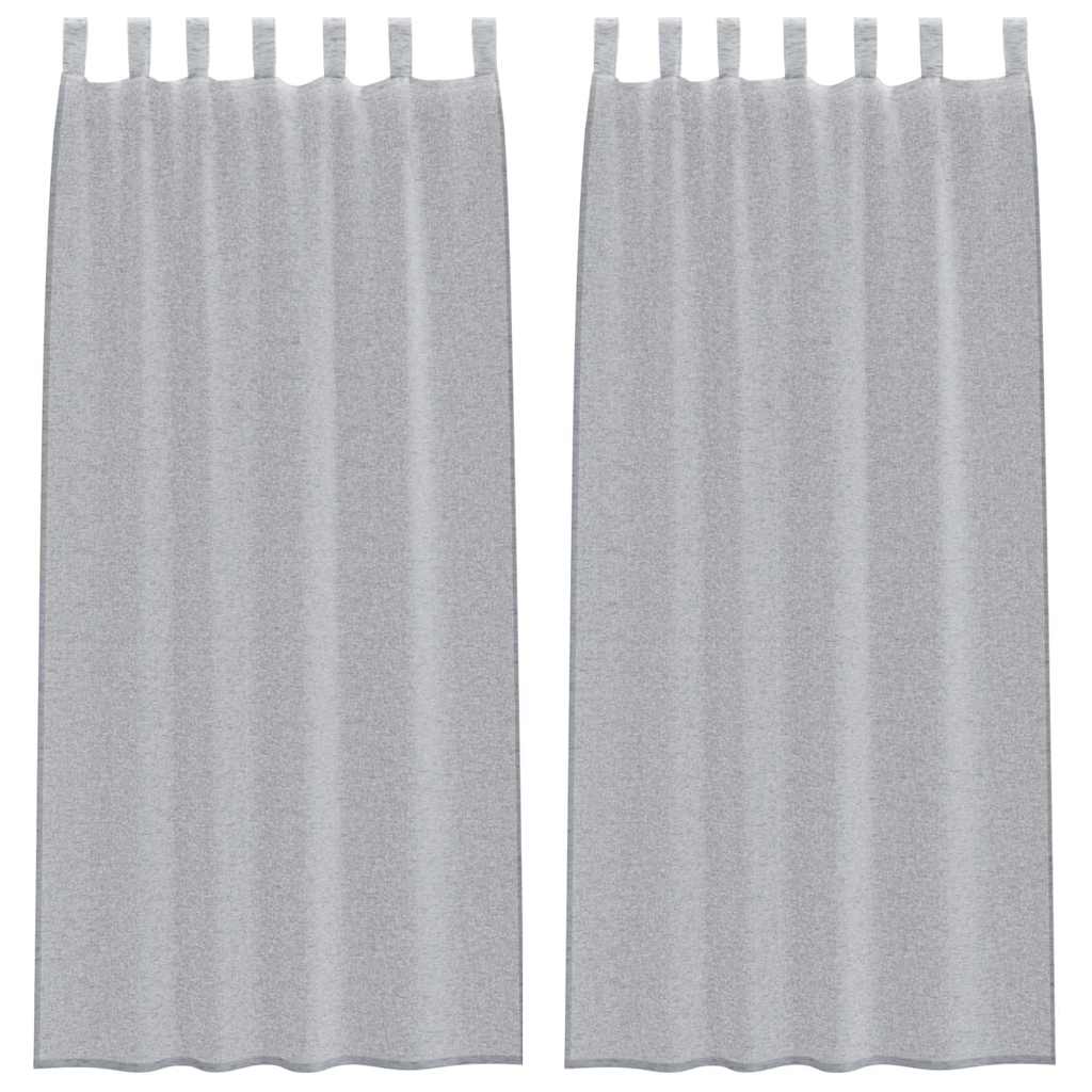 Voile Gardin med gardiner 2 pcs Mørkegrå 260 x 140 cm Polyester