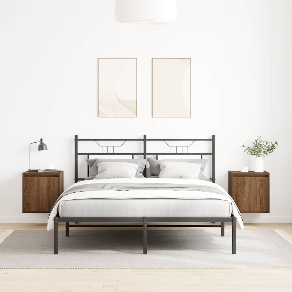 væghængte sengeborde 2 stk. 38x34x40 cm brun egetræsfarve