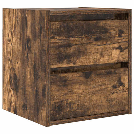 væghængte sengeborde 2 stk. 38x34x40 cm røget egetræsfarve