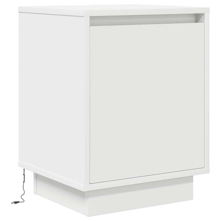 Sengeskab med LED-lys Hvid 38x34x50 cm