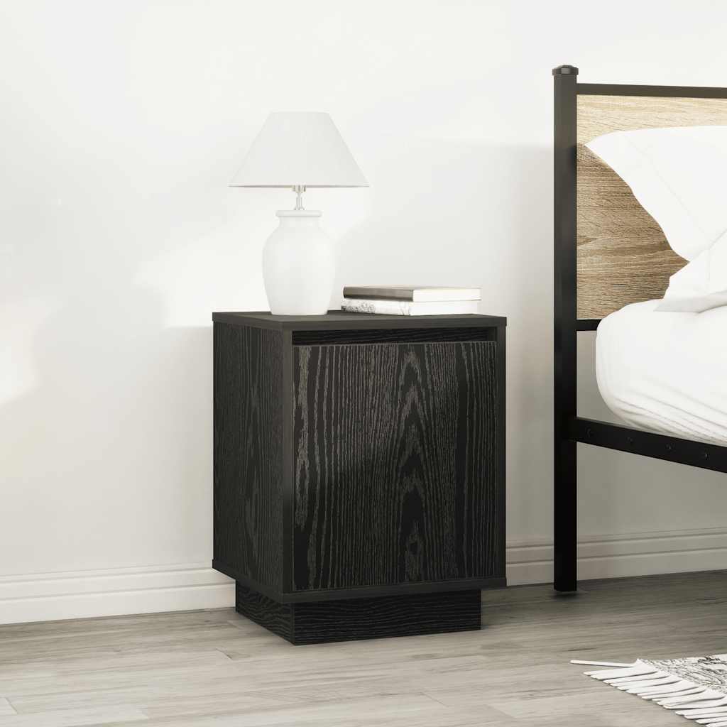 sengeskabe 2 stk. med LED-lys 38x34x50 cm sort