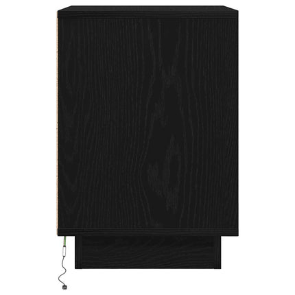 sengeskabe 2 stk. med LED-lys 38x34x50 cm sort