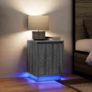 sengeskabe 2 stk. med LED-lys 38x34x50 cm grå sonoma-eg