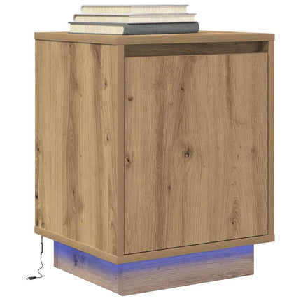 sengeskabe 2 stk. med LED-lys 38x34x50 cm kunsteg