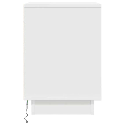 Sengeskab med LED-lys Hvid 38x34x50 cm