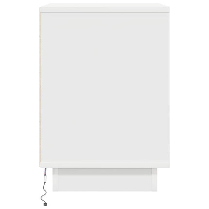 sengeskabe 2 stk. med LED-lys 38x34x50 cm hvid