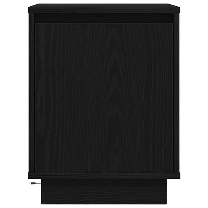Sengeskab med LED-lys Sort 38x34x50 cm