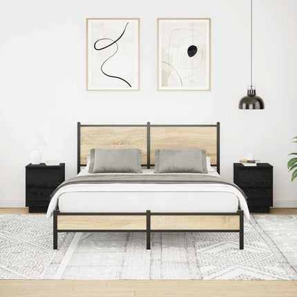 sengeskabe 2 stk. med LED-lys 38x34x50 cm sort