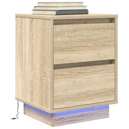 Sengeskab med LED-lys Sonoma Eg 38x34x50 cm