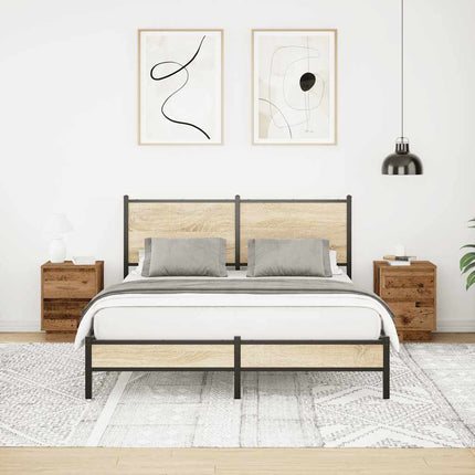 sengeskabe 2 stk. med LED-lys 38x34x50 cm gammelt træ-look