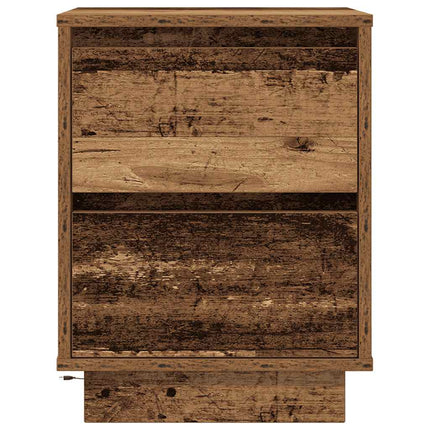 sengeskabe 2 stk. med LED-lys 38x34x50 cm gammelt træ-look