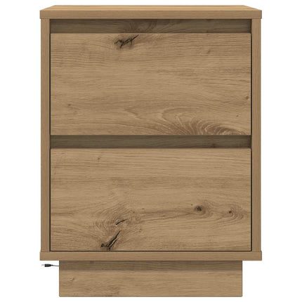 sengeskabe 2 stk. med LED-lys 38x34x50 cm kunsteg
