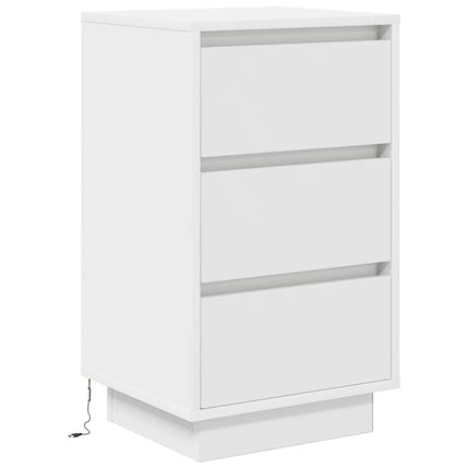 sengeskab med LED-lys 38x34x65 cm hvid